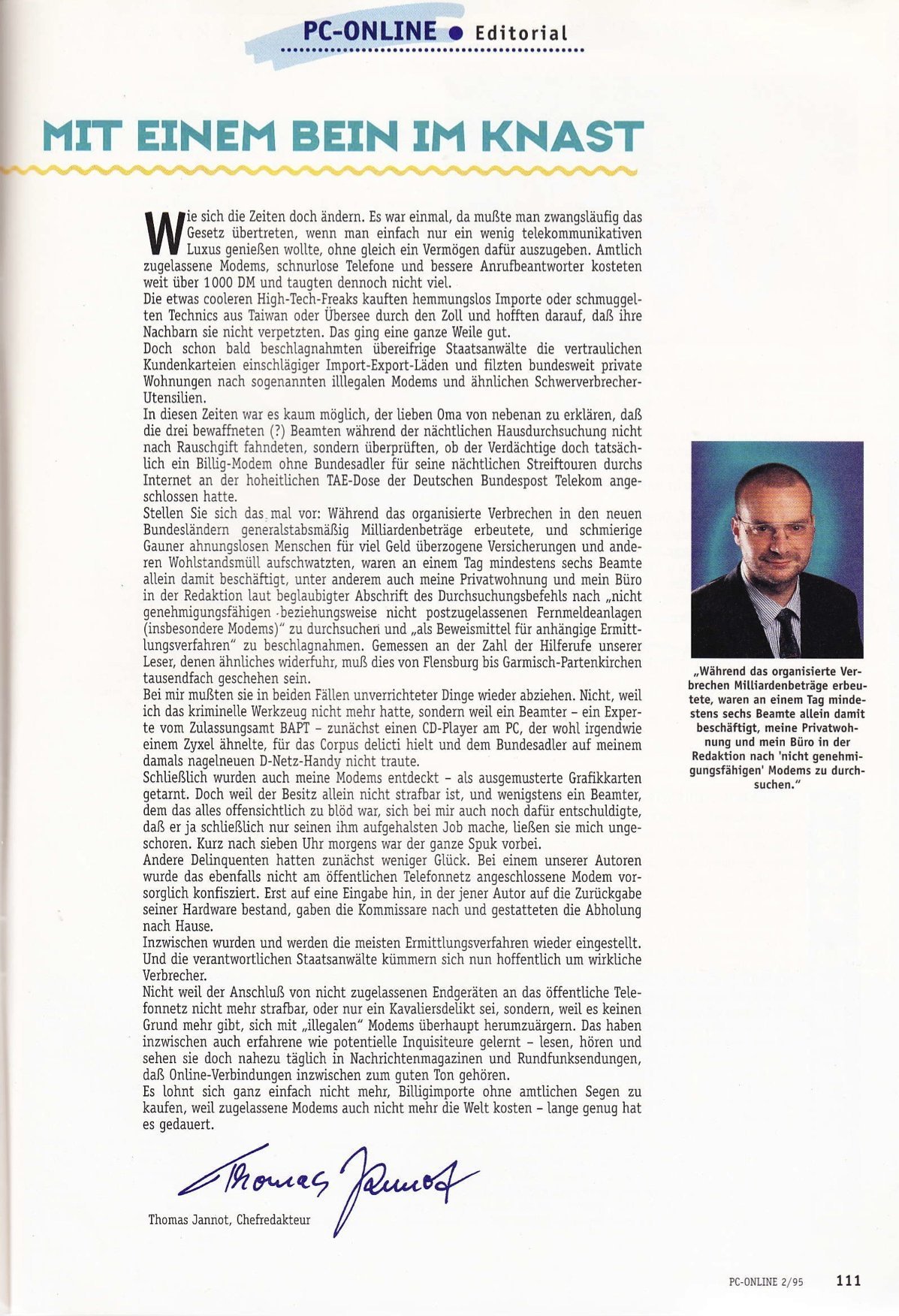 Thomas Jannot in PC-ONLiNE 1995-02