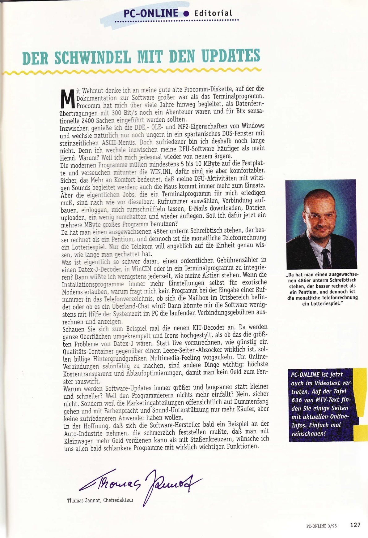 Thomas Jannot in PC-ONLiNE 1995-03