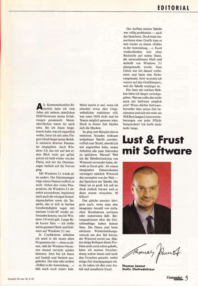 Thomas Jannot in Computer persoenlich 1992-20