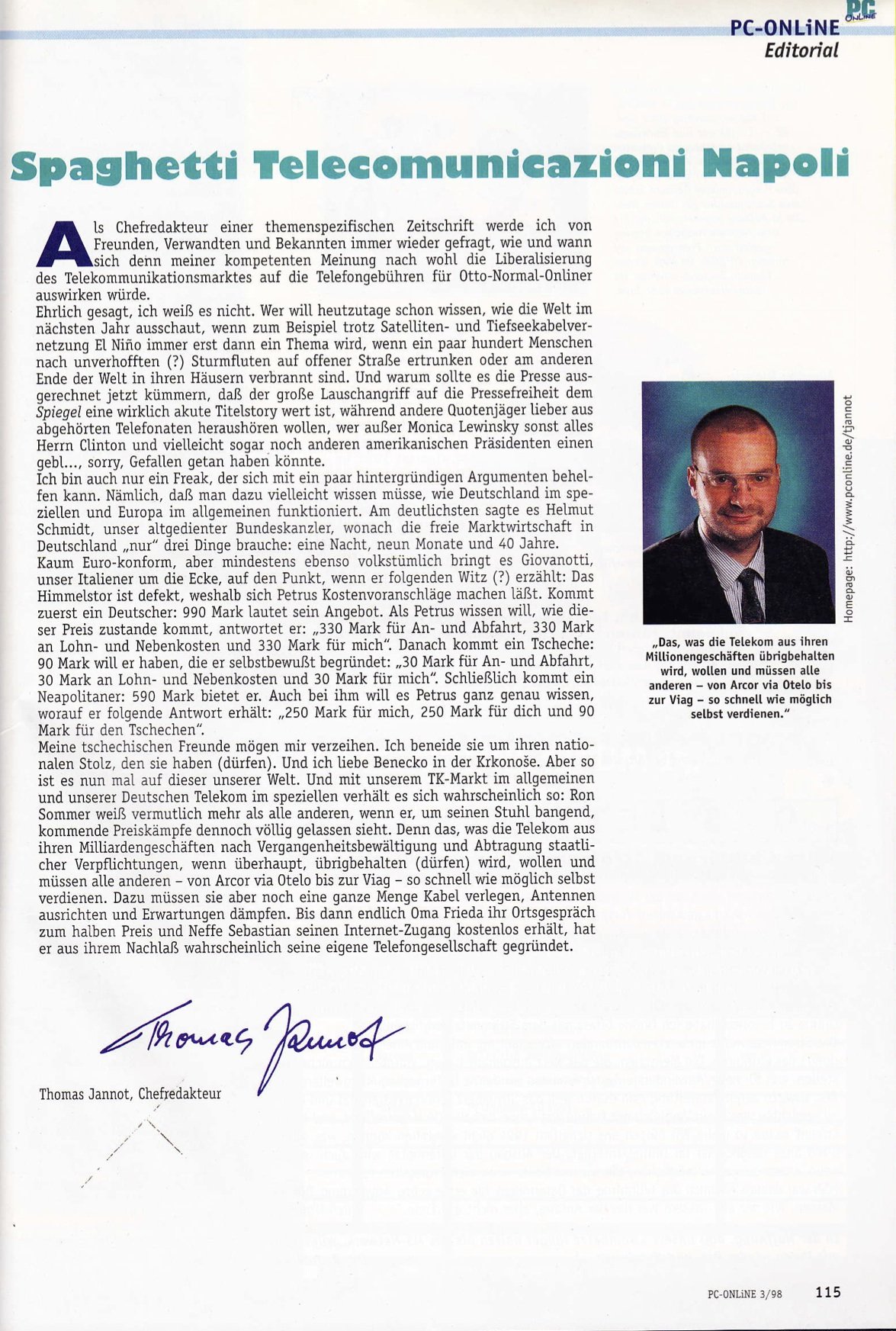 Thomas Jannot in PC-ONLiNE 1998-03