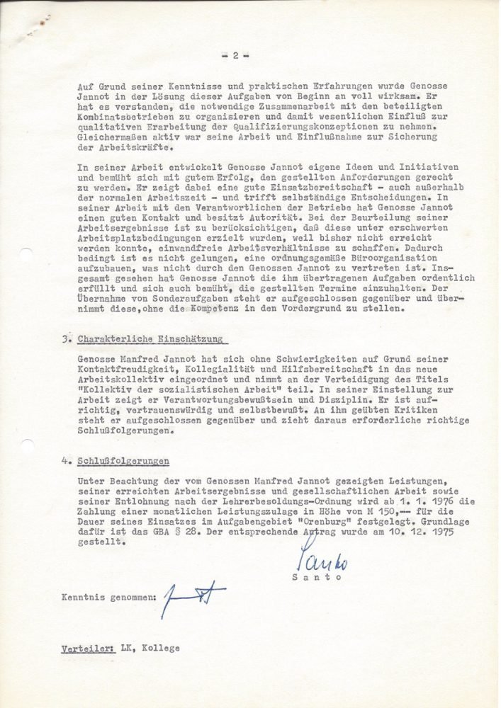 Leistungseinschätzung Volkseigenen Betrieb (VEB) Kombinat Rohrleitungen und Isolierungen (1975), Seite 2/2