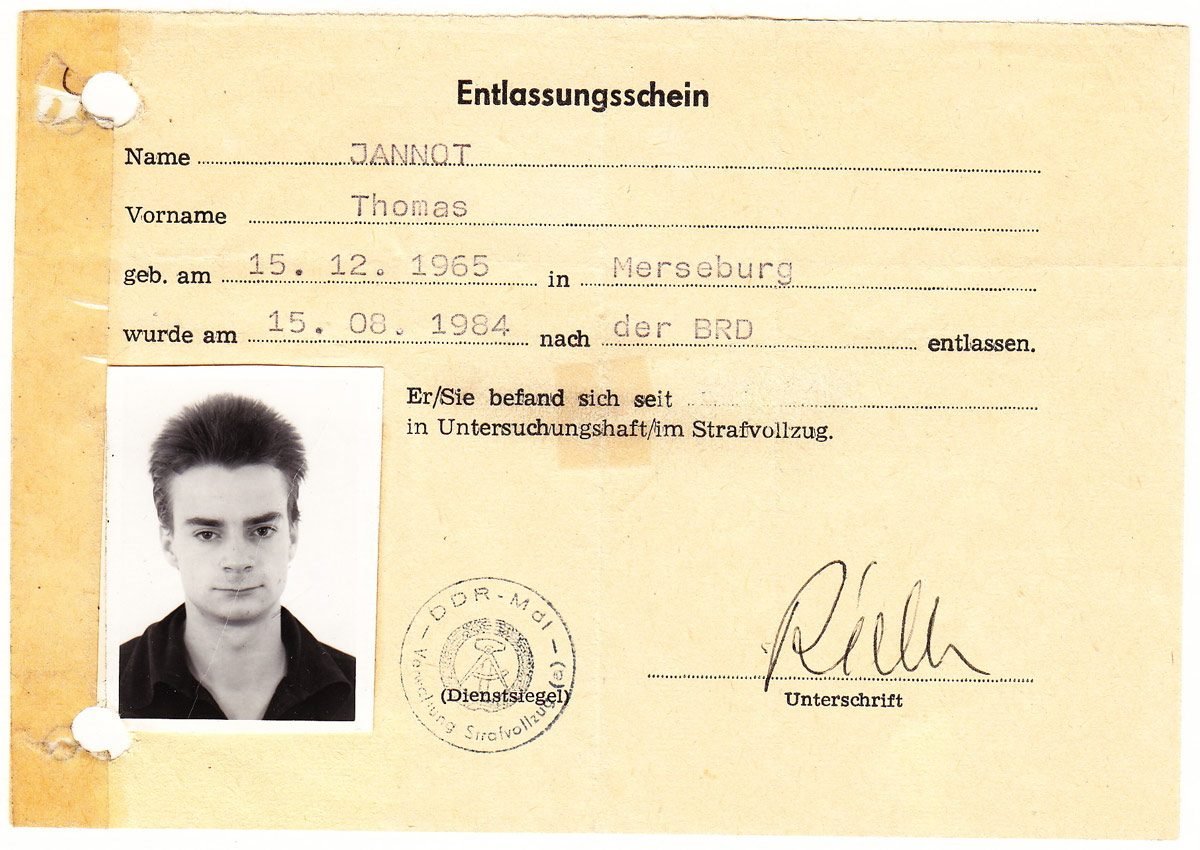 Entlassungsschein aus der DDR in die BRD (1984)