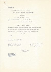 Abschrift (1986) vom Akademischen Grad als Diplomlehrer (1969)