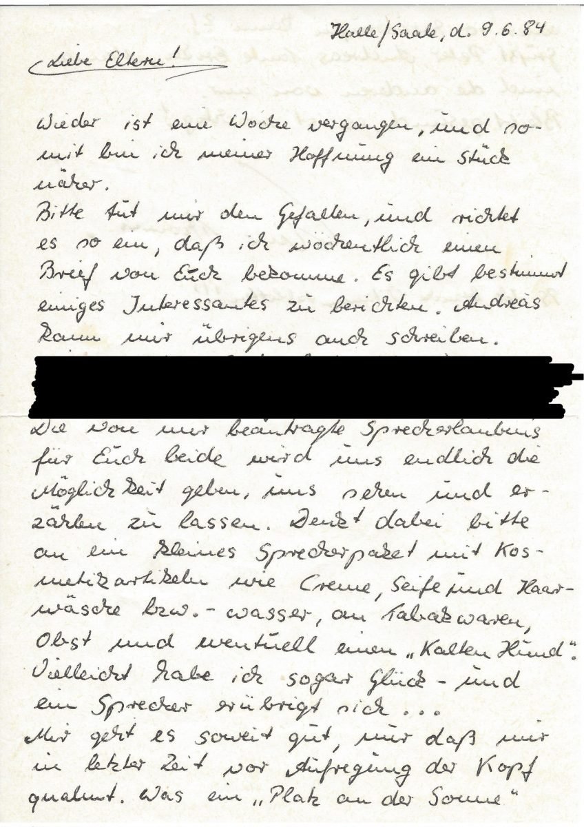 Authentischer Brief aus dem Strafvollzug an meine Eltern 1/2